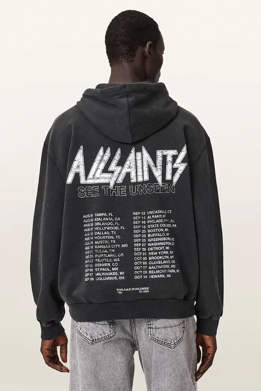 AllSaints hanorac cu glugă pentru bărbați din bumbac CHROMIUM