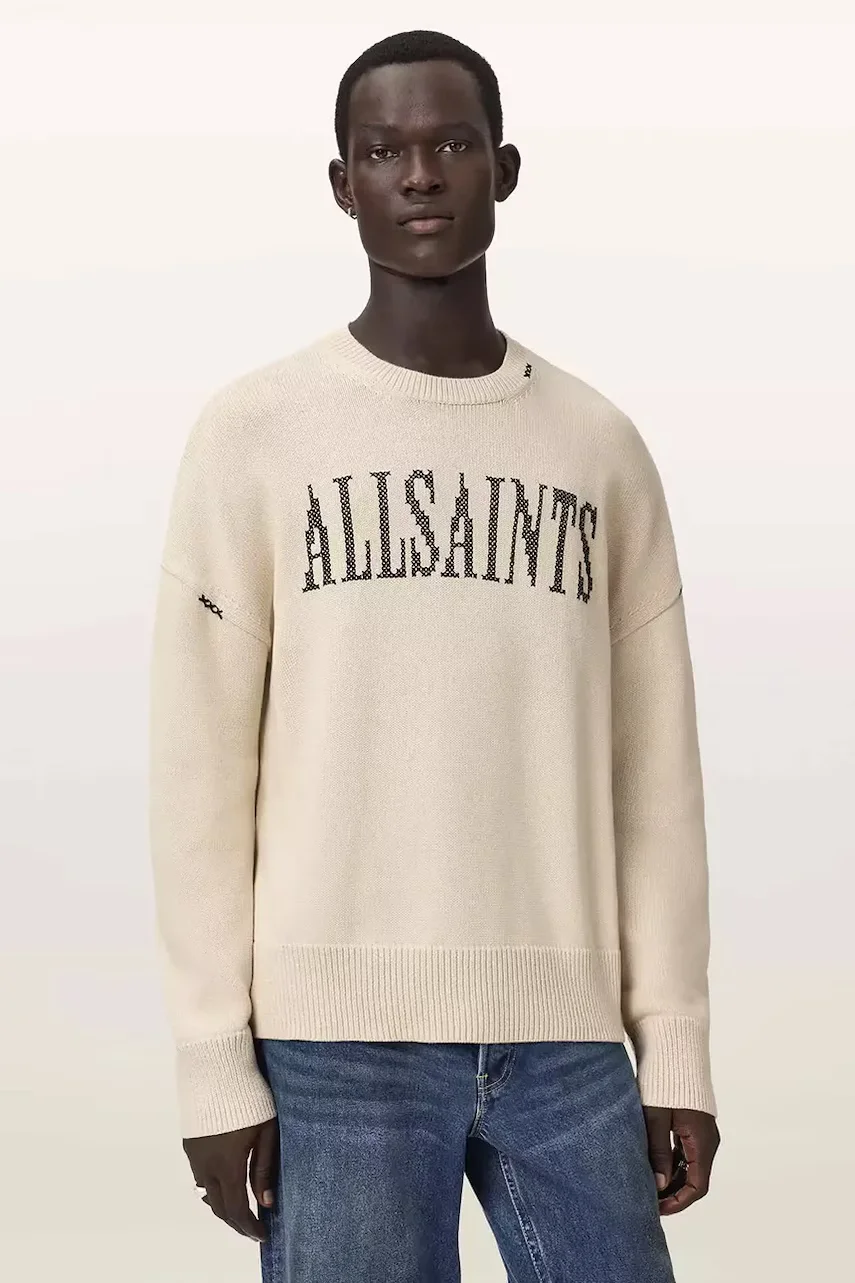 AllSaints hanorac oversized pentru bărbați din bumbac CROSSED