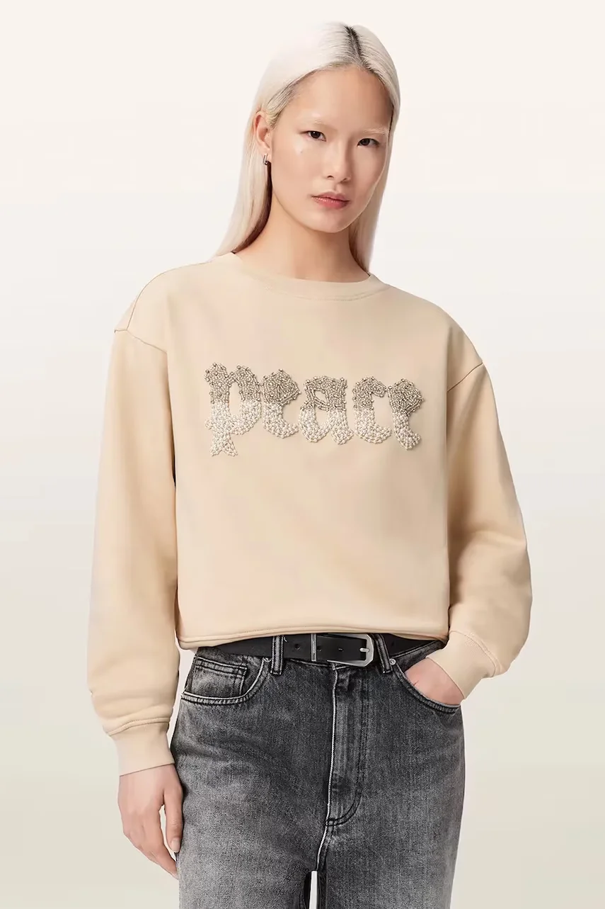 AllSaints hanorac pentru femei cu bumbac PEACE