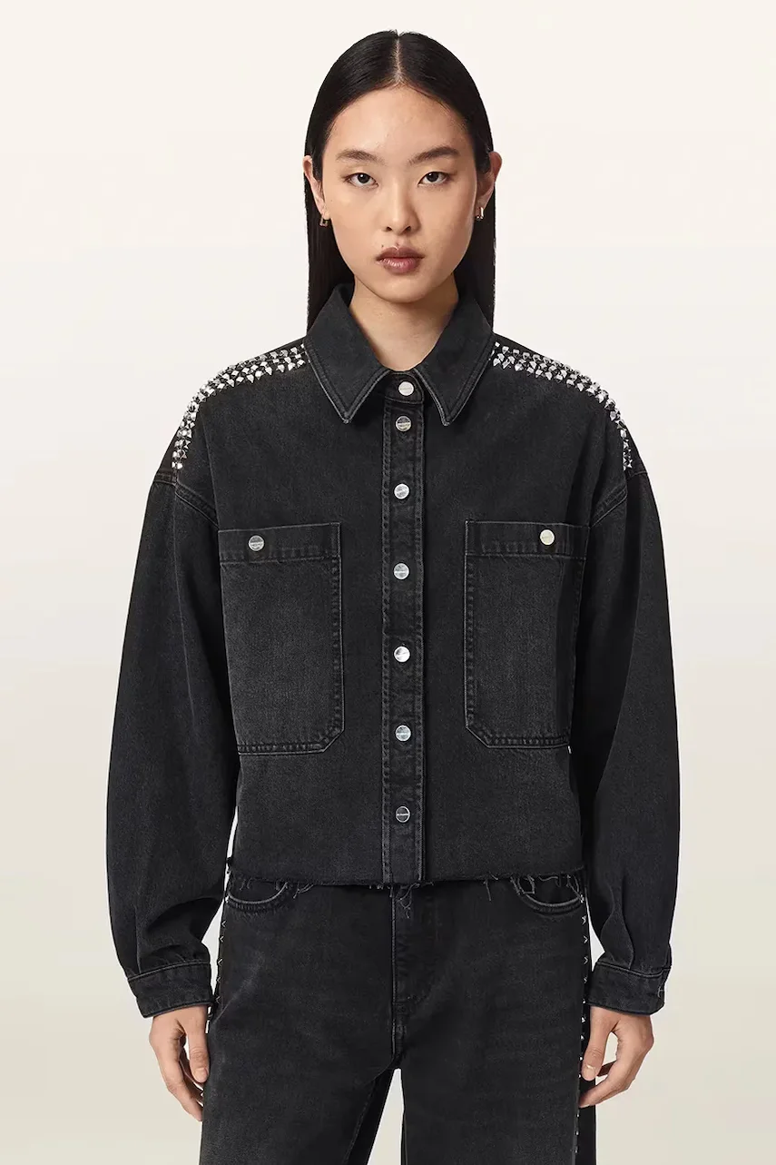 AllSaints jachetă scurtă pentru femei din denim NICKY