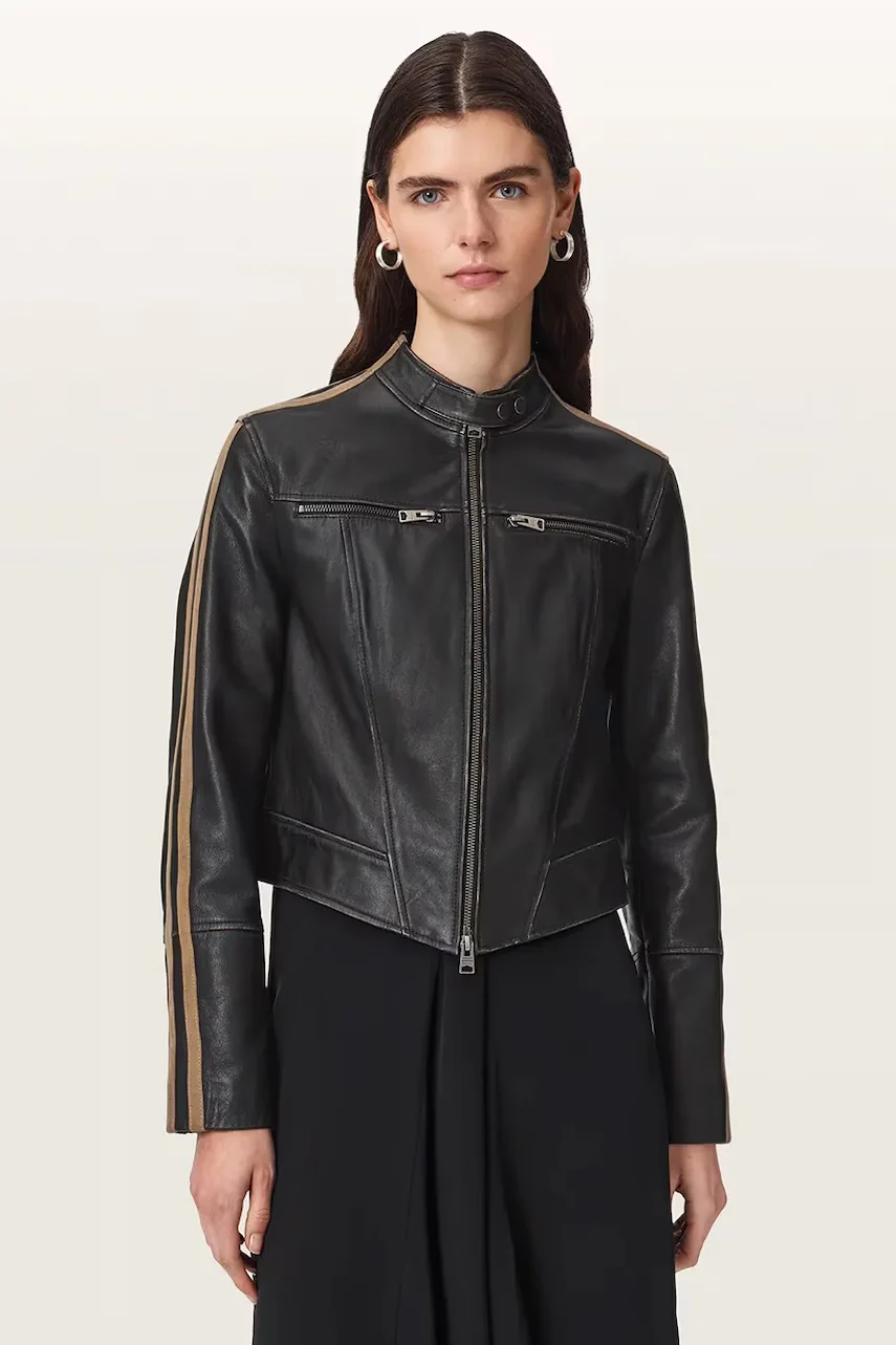 AllSaints jachetă scurtă pentru femei din piele TIGGY LEATHER JACKET
