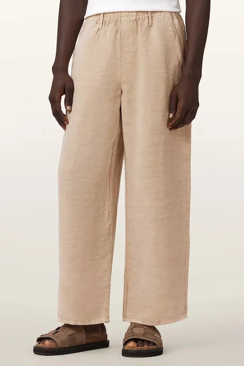 AllSaints pantaloni pentru bărbați cu amestec de in KORTEN