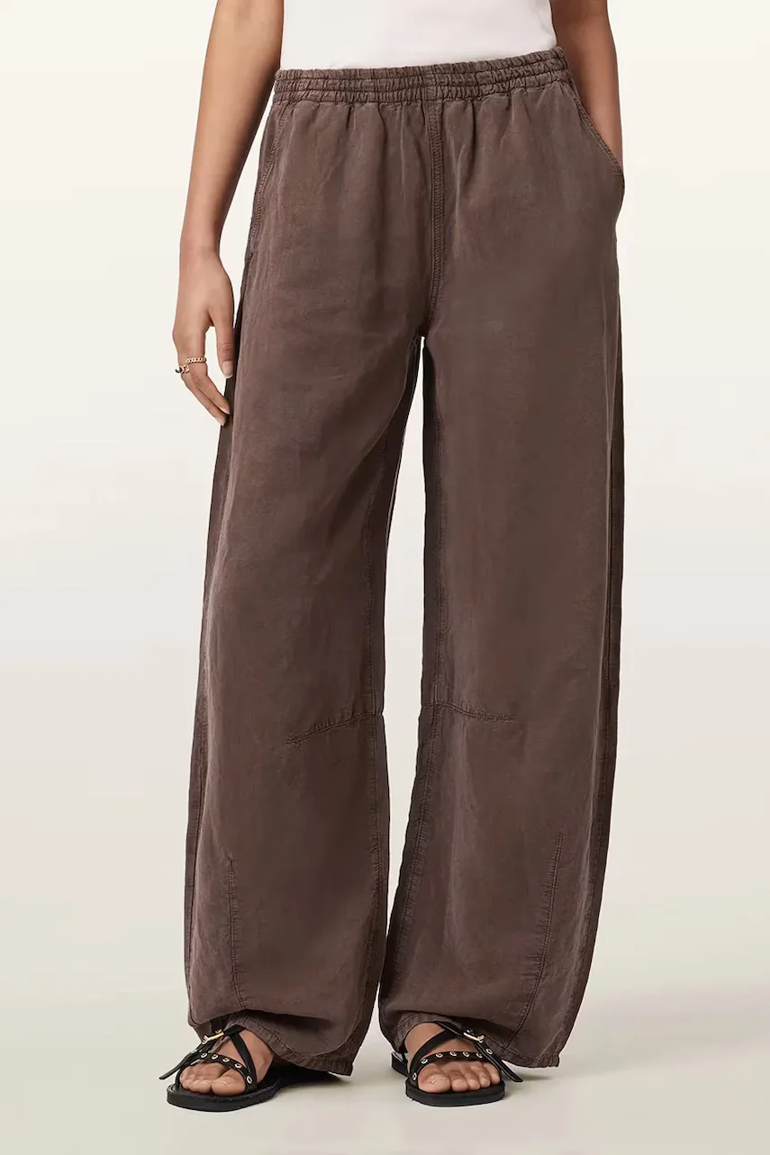 AllSaints pantaloni wide leg pentru femei cu amestec de in JETT