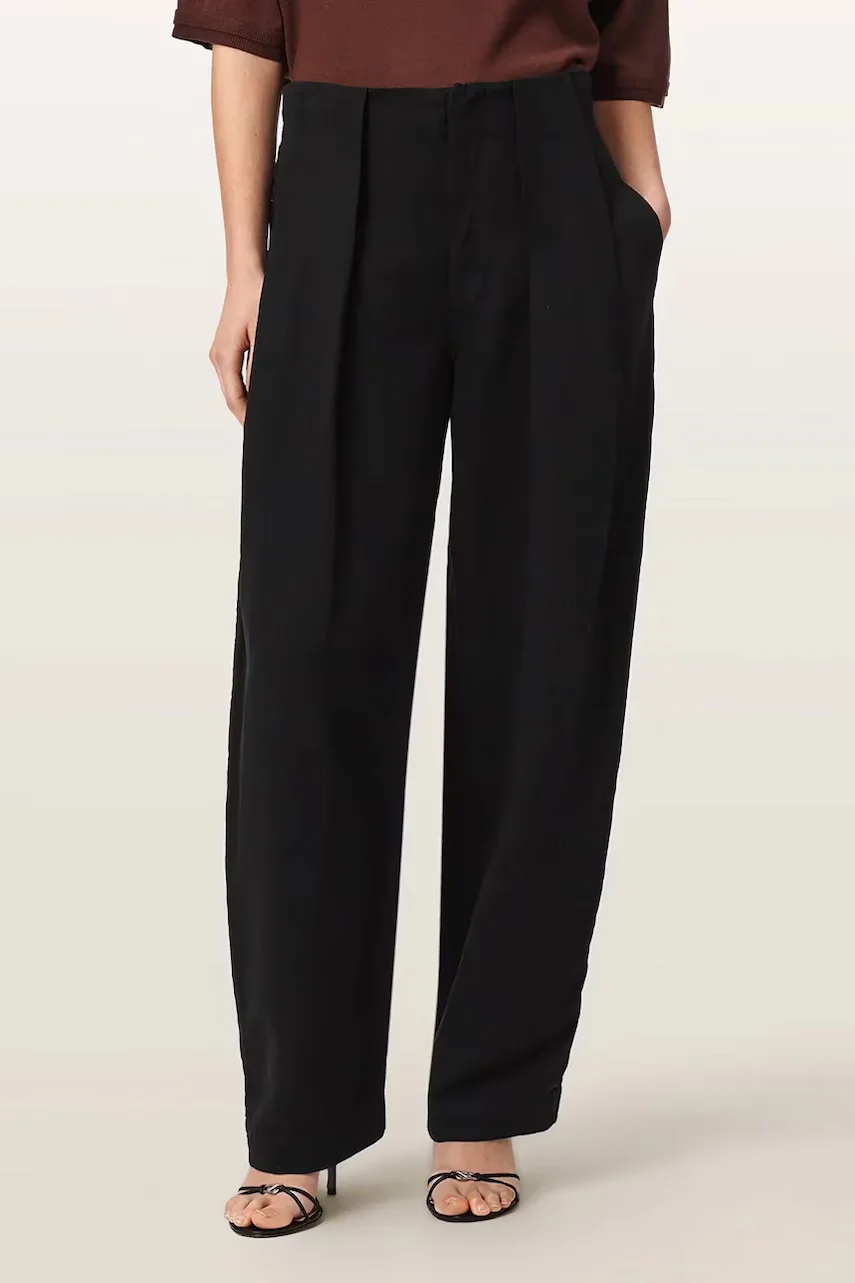 AllSaints pantaloni wide leg pentru femei cu amestec de in PHI