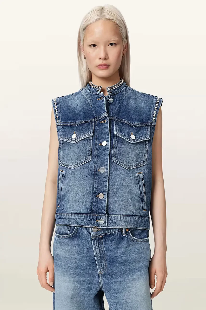 AllSaints vestă pentru femei din denim MAV