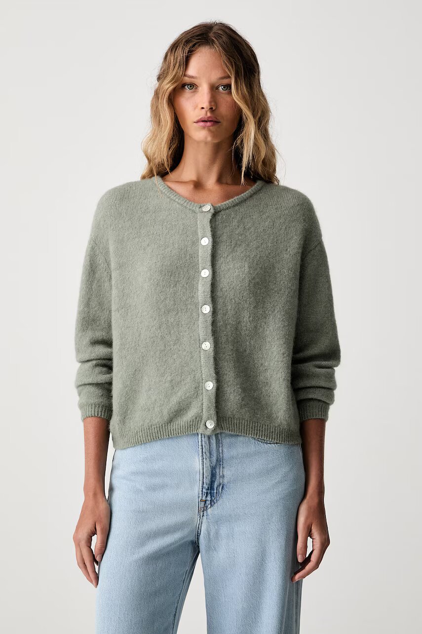 American Vintage cardigan pentru femei cu lână GILET ML COL ROND