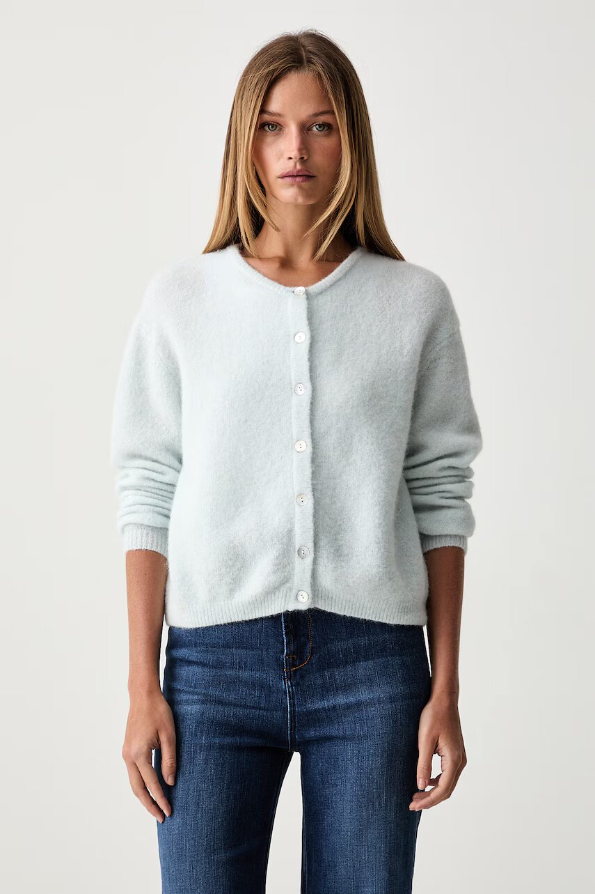 American Vintage cardigan pentru femei cu lână GILET ML COL ROND