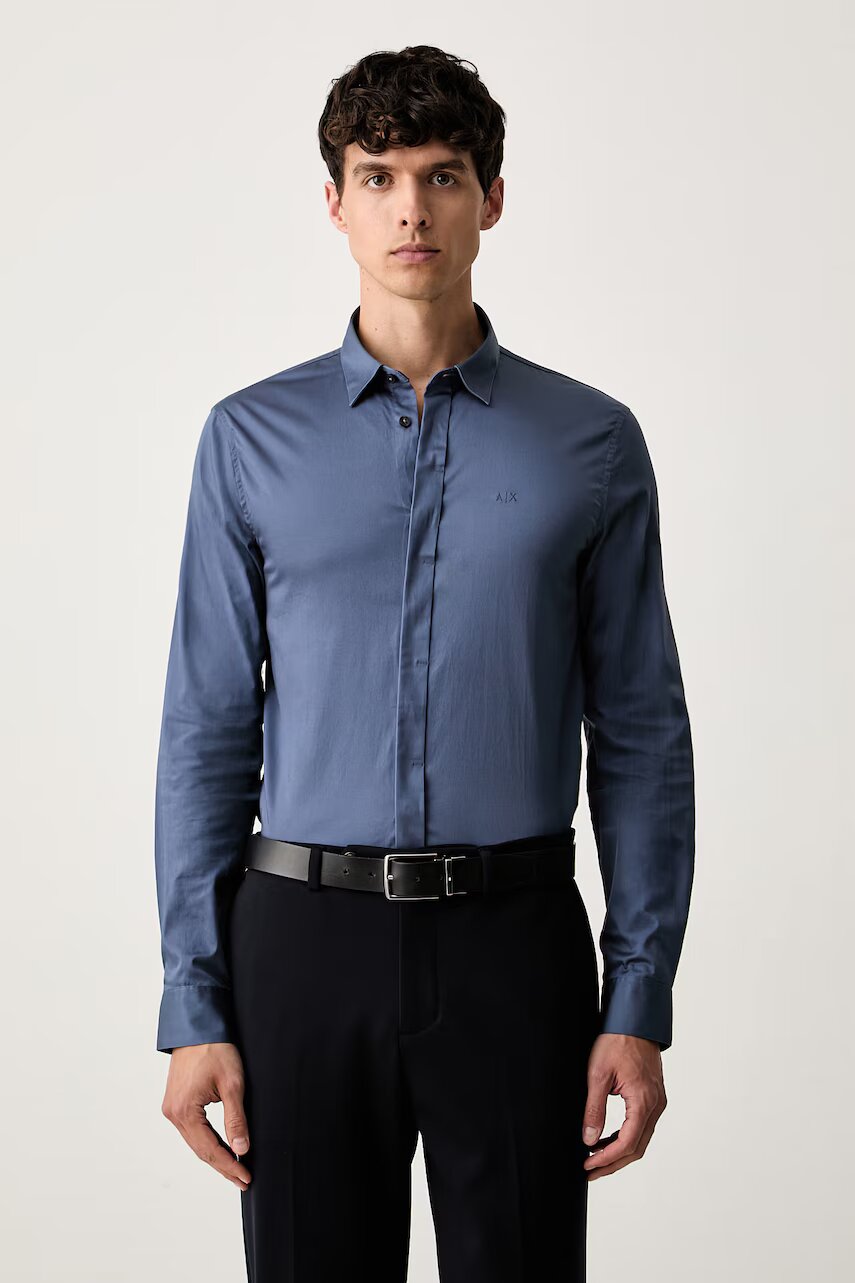 Armani Exchange cămașă pentru bărbați din bumbac cu elastan