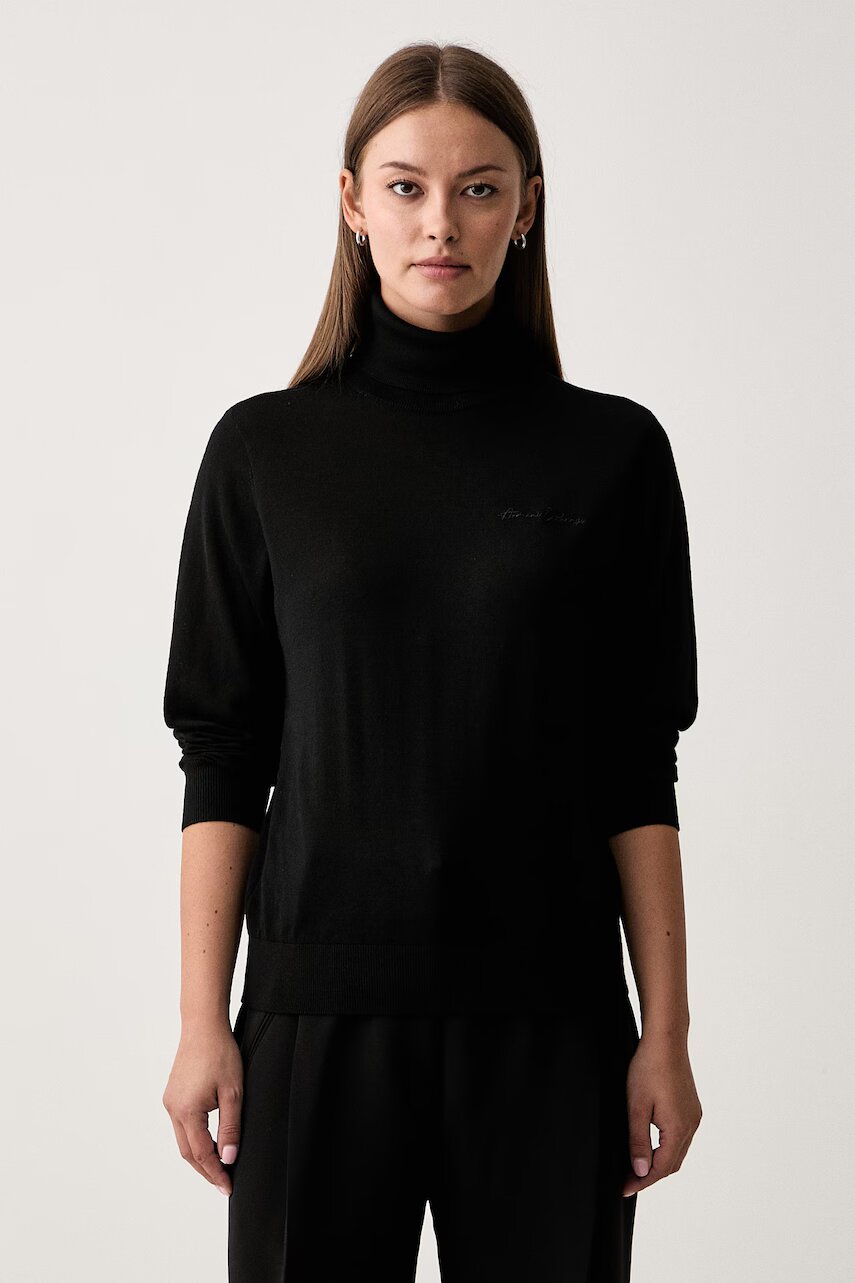 Armani Exchange pulover cu guler înalt de damă din lână