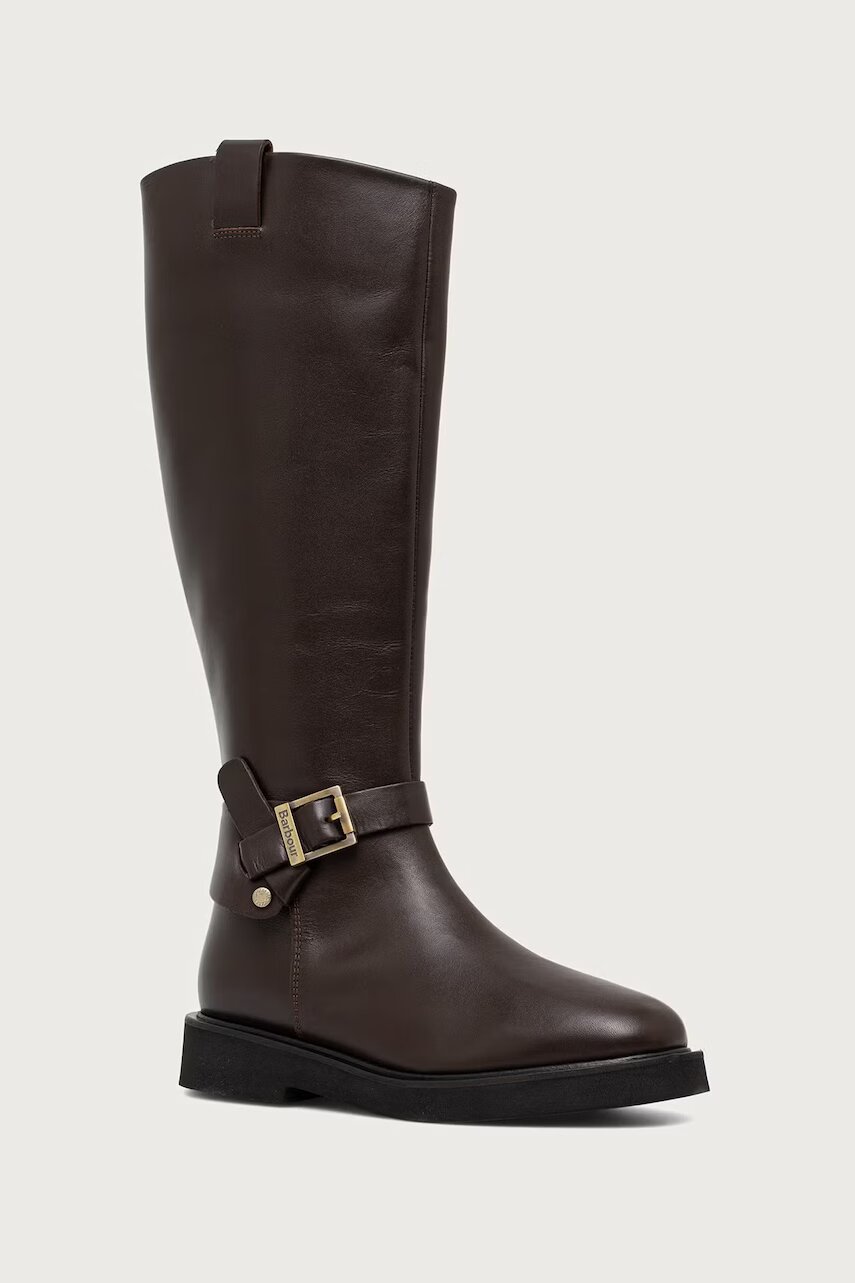 Barbour cizme cu toc plat pentru femei din piele Theodora