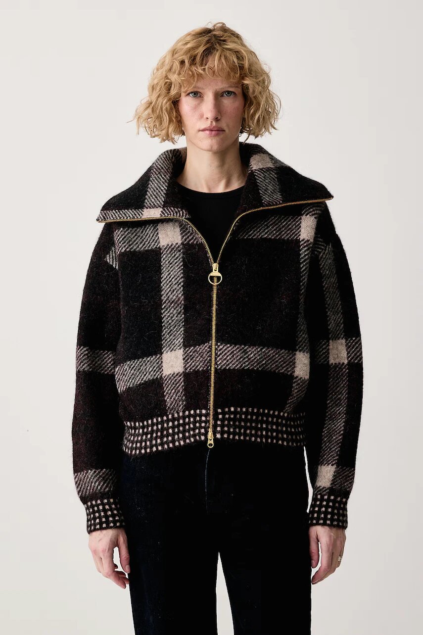 Barbour pulover cu fermoar pentru femei cu lână Carville