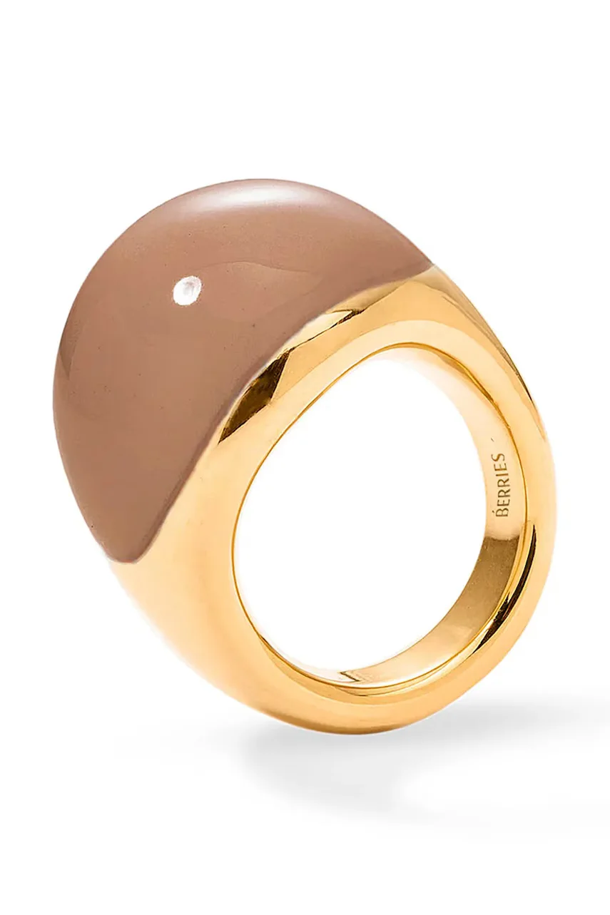 BERRIES inel pentru femei din argint placat cu aur cu email Viva Mocha Mousse XL Ring