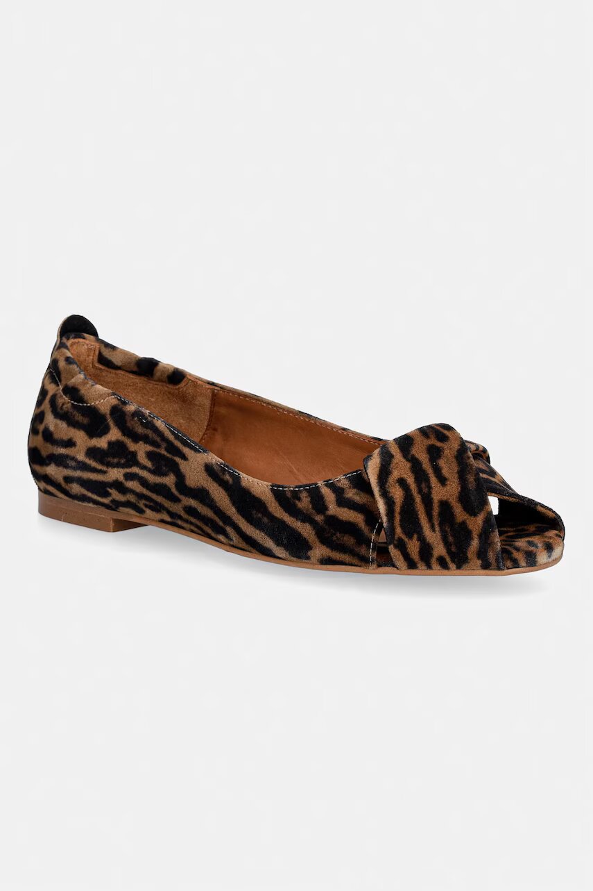 Billi Bi balerini piele întoarsă Leopardo cuoio suede