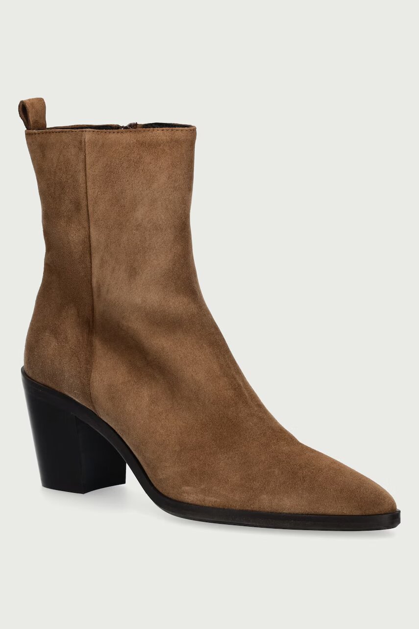 Billi Bi botine pentru femei din piele întoarsă Tabac babysilk suede 555