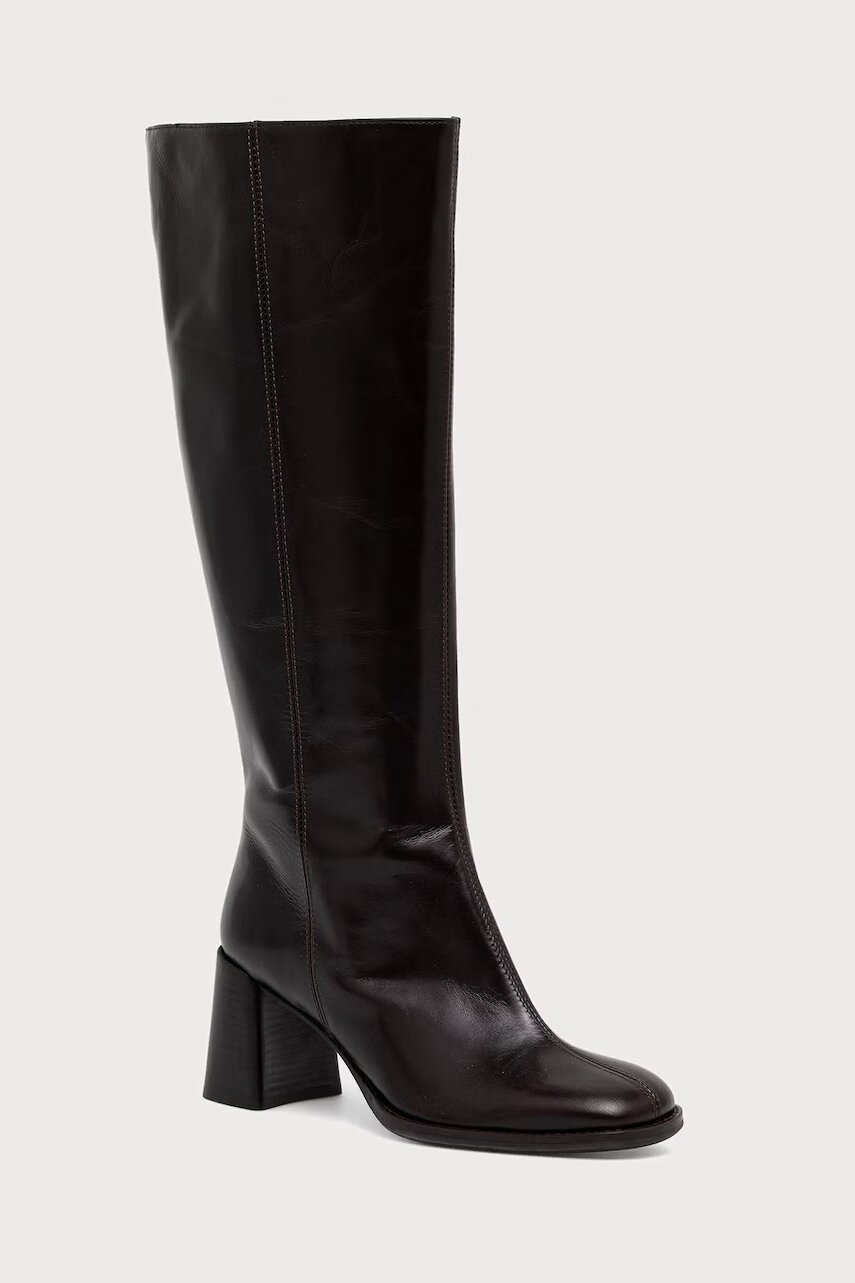 Billi Bi cizme cu toc pentru femei din piele Espresso Marte calf 86