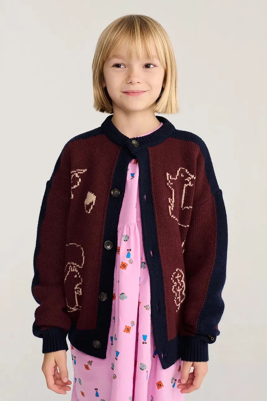 Bobo Choses cardigan pentru copii cu amestec de lână Forest
