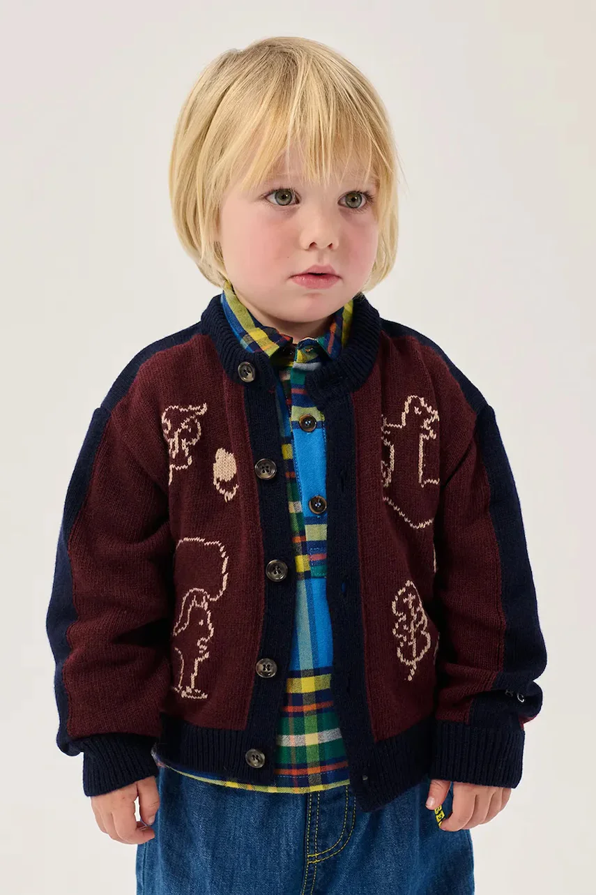 Bobo Choses cardigan pentru copii cu amestec de lână Forest