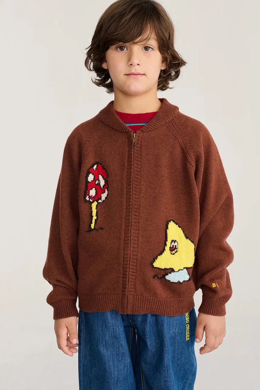 Bobo Choses cardigan pentru copii cu amestec de lână Mush Monster