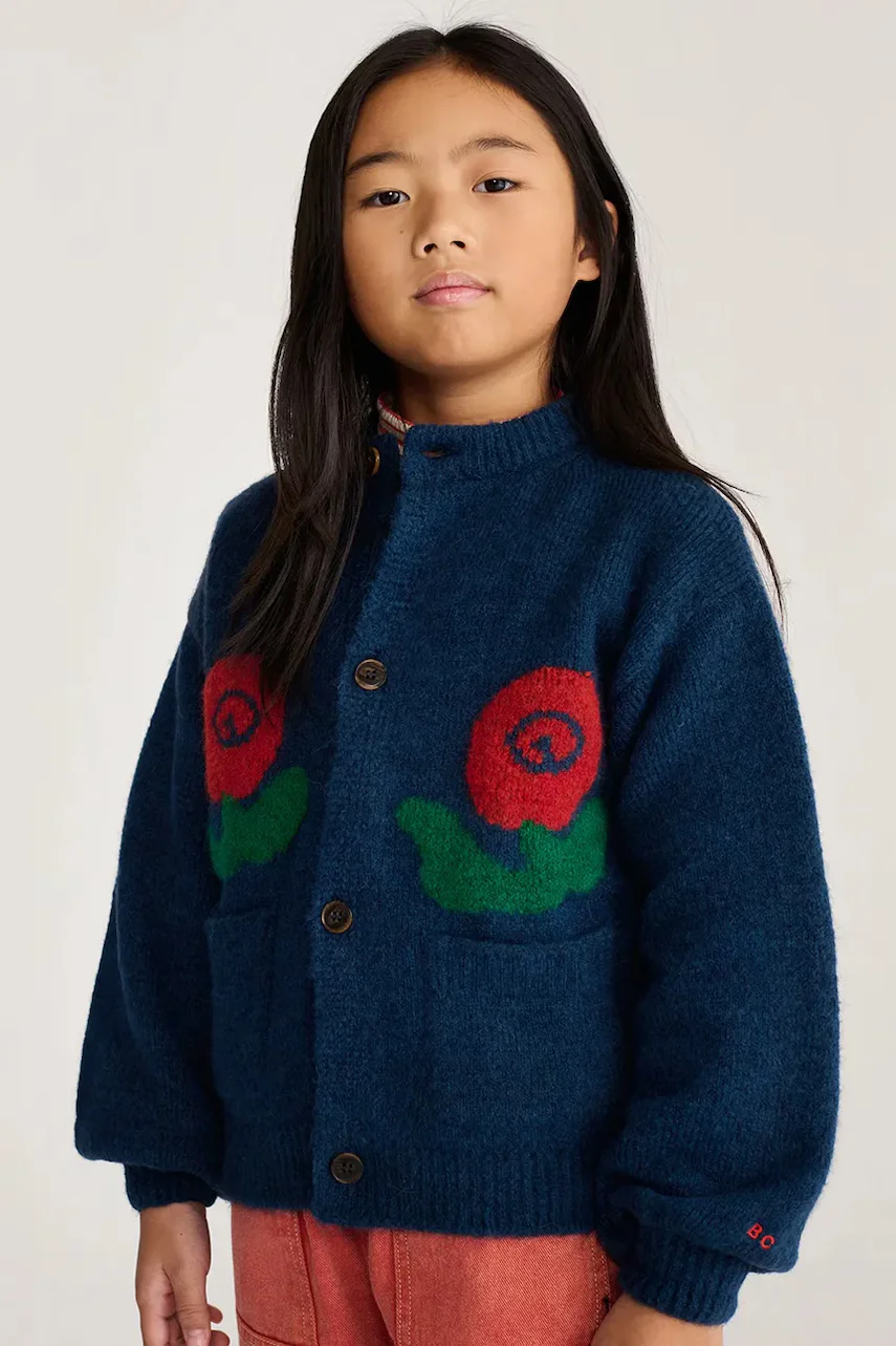 Bobo Choses cardigan pentru copii cu amestec de lână Stamp Bloom