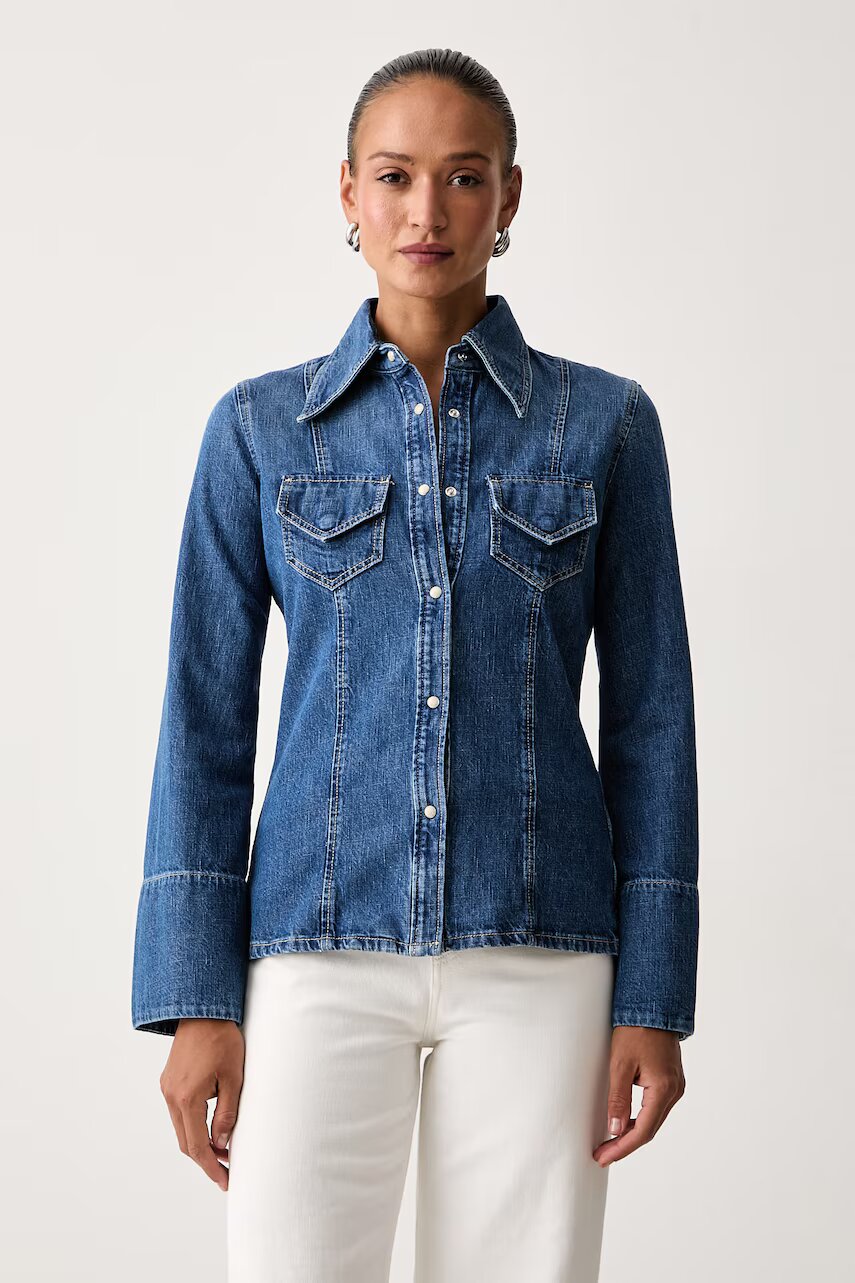Boss Orange cămașă de damă din denim C_SLIM SHIRT