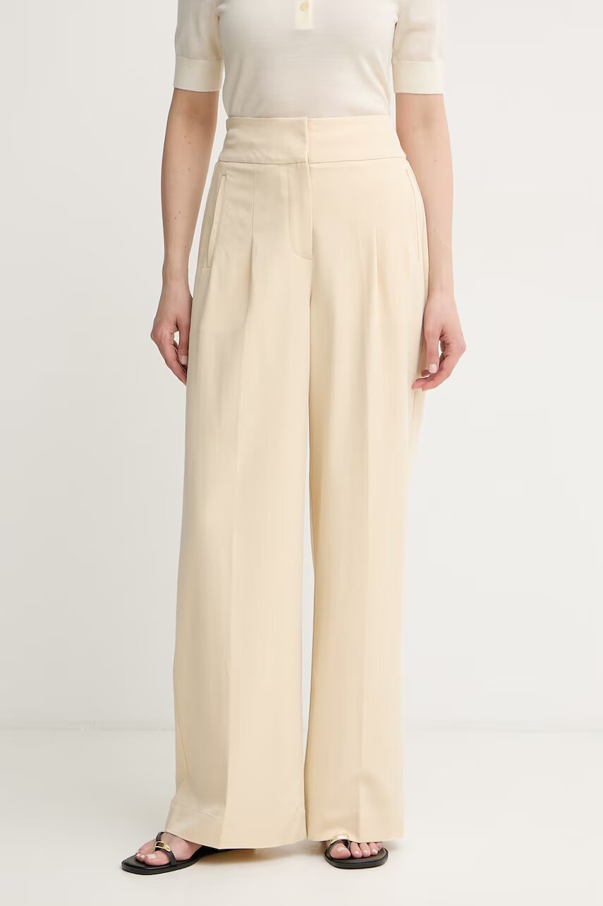 Boss Orange pantaloni regular pentru femei cu vâscoză C_Tarima