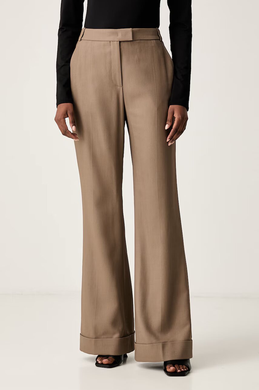 Boss pantaloni straight pentru femei cu vâscoză Talia5