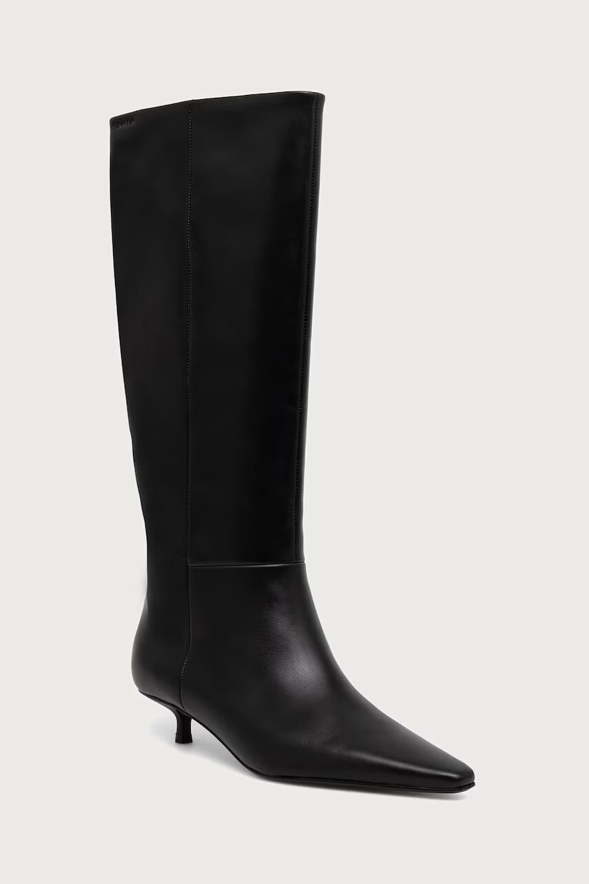 Calvin Klein cizme pentru femei din piele KITTEN HEEL HIGH BOOT LTH