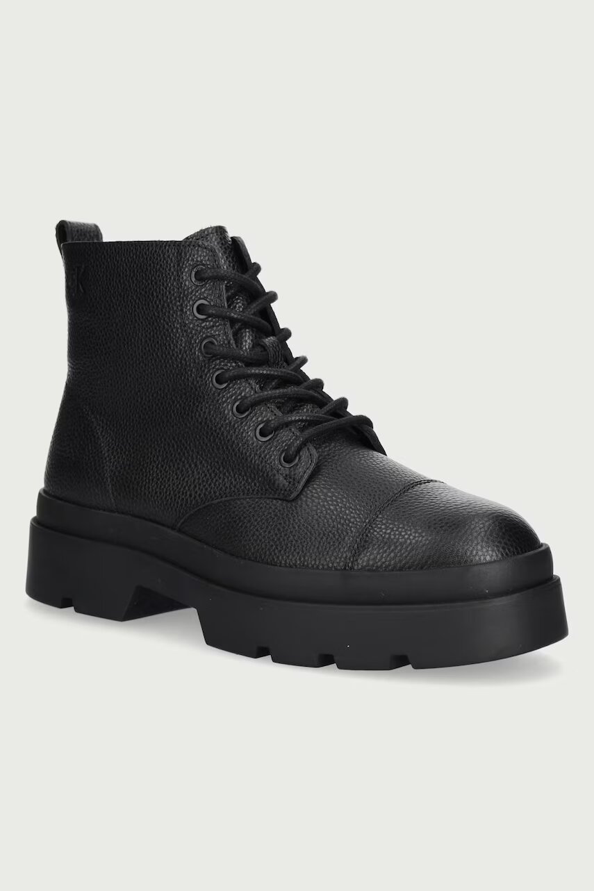 Calvin Klein ghete de drumeție pentru bărbați din piele LUGGED MID LACE UP TC TU LTH