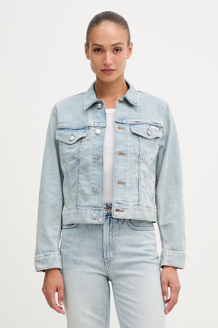 Calvin Klein Jeans geacă de blugi pentru femei cu bumbac