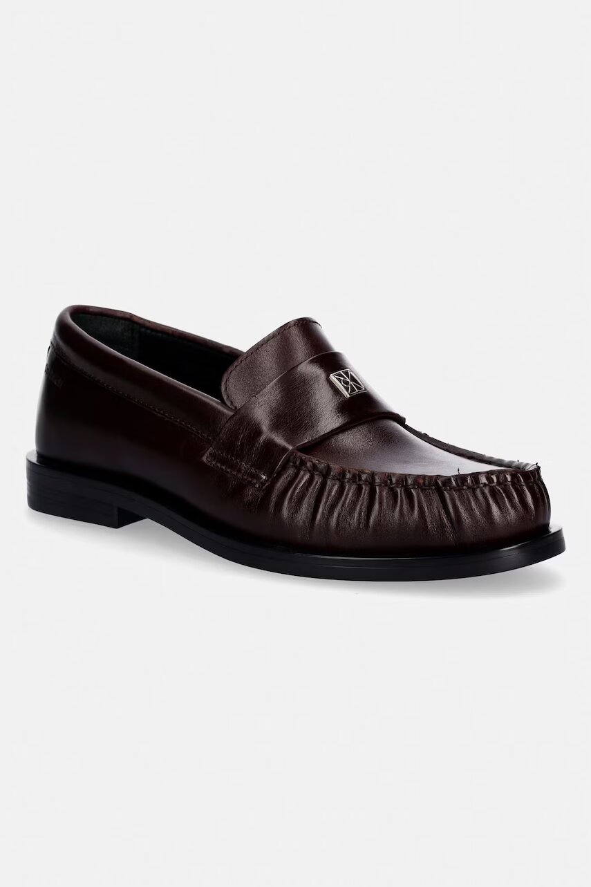 Calvin Klein mocasini pentru femei din piele ROUND LOAFER LTH HDW