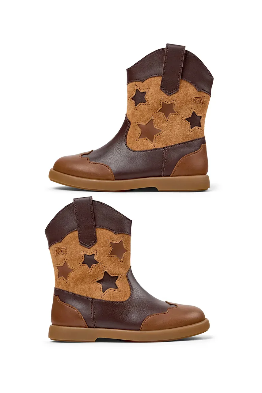 Camper cizme cowboy pentru copii din piele Duet TWS Kids