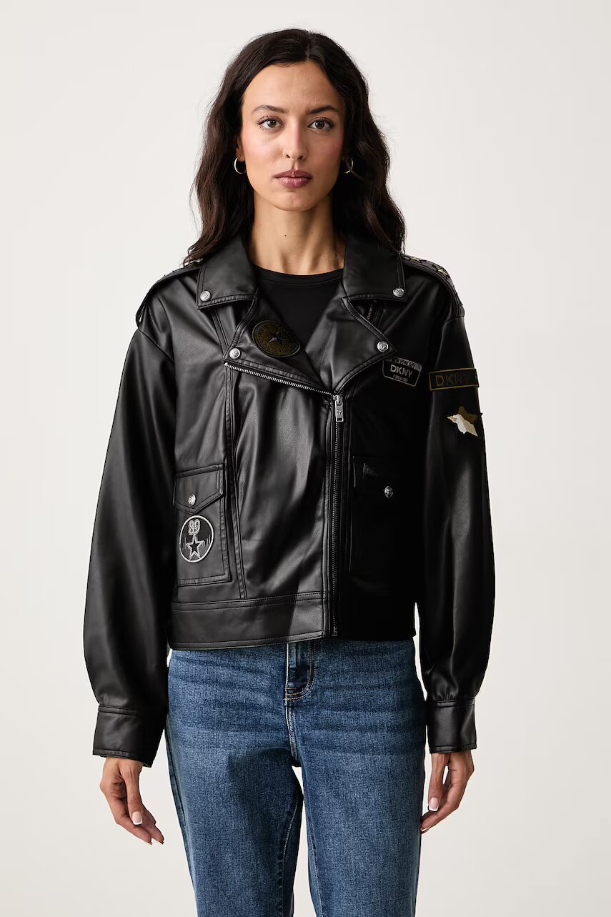 DKNY geacă de biker pentru femei din imitație de piele