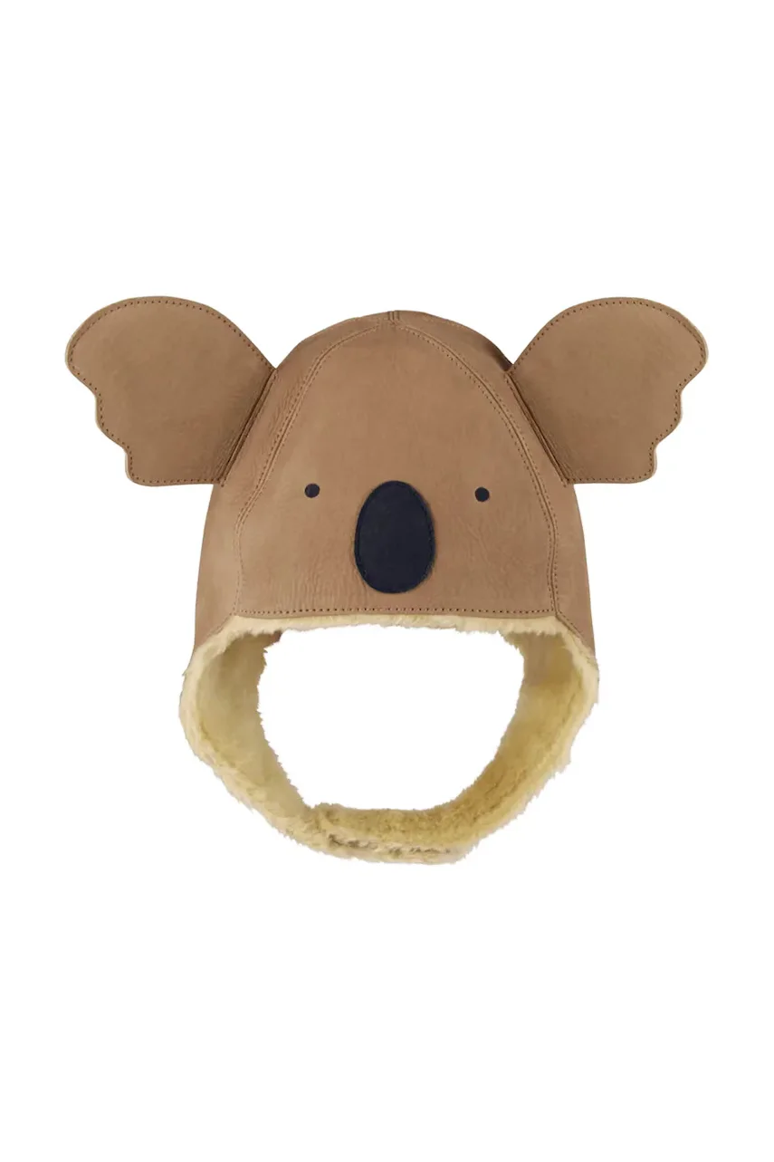 Donsje căciulă cu urechi pentru copii din piele Kapi Classic Hat Koala
