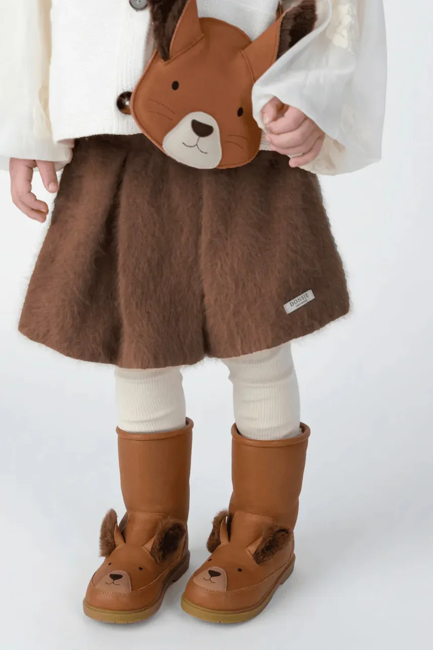 Donsje cizme de zăpadă pentru copii din piele Wadudu Exclusive Boots Fluffy Squirrel