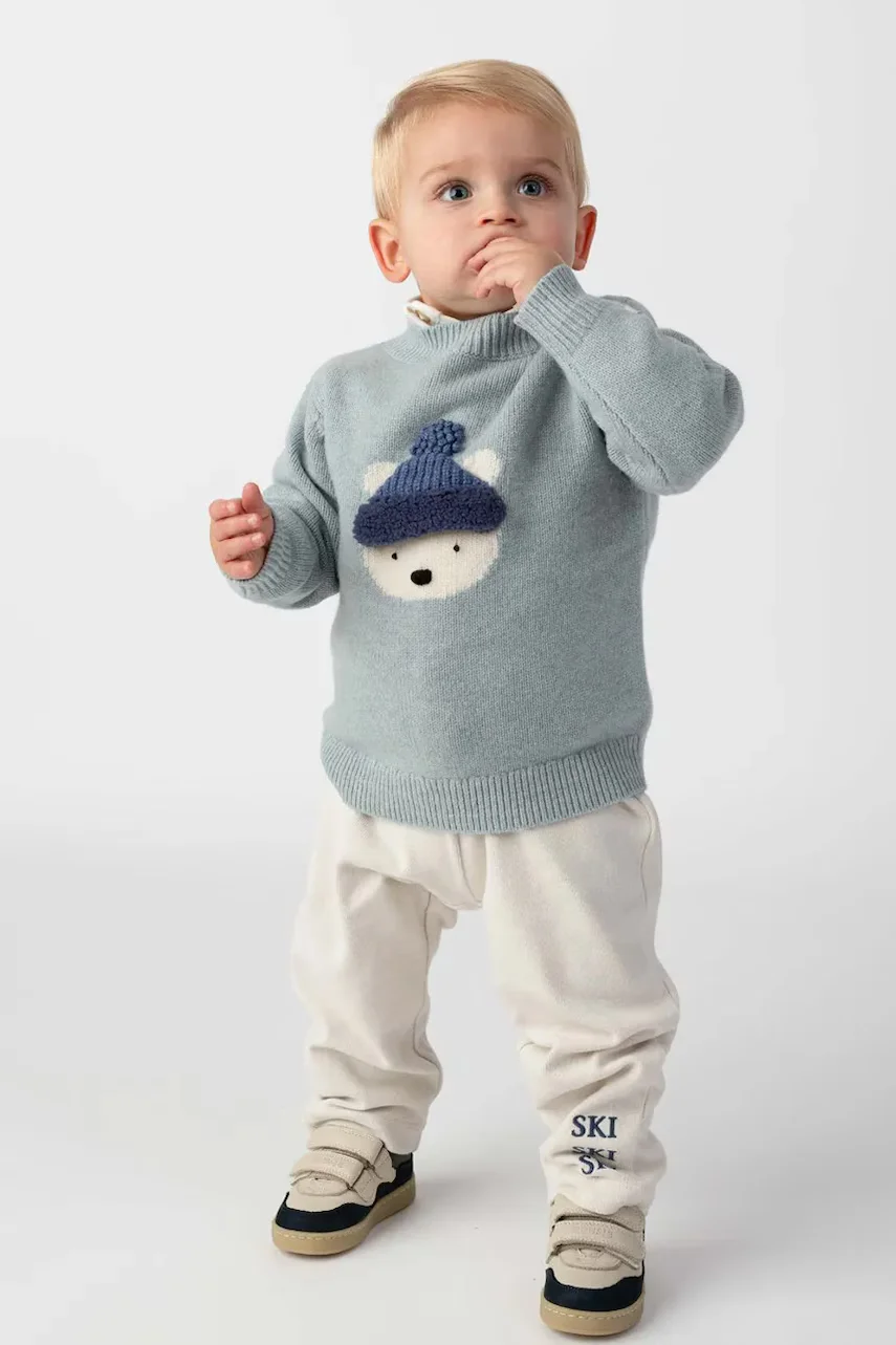 Donsje pulover pentru copii din lână merino Denn Merino Wool Sweater Polar Bear