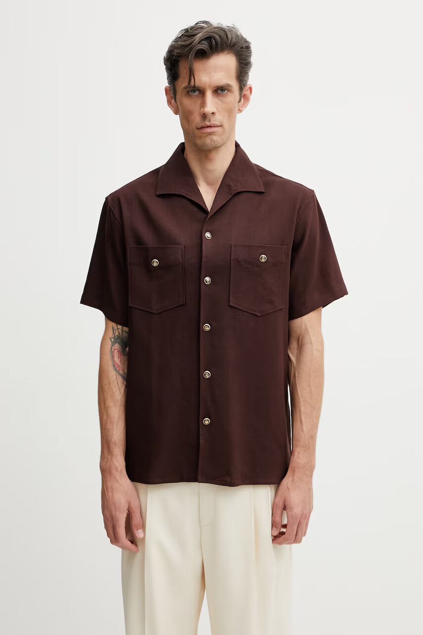 Drôle de Monsieur cămașă pentru bărbați cu vâscoză Chemise a Poches Viscose