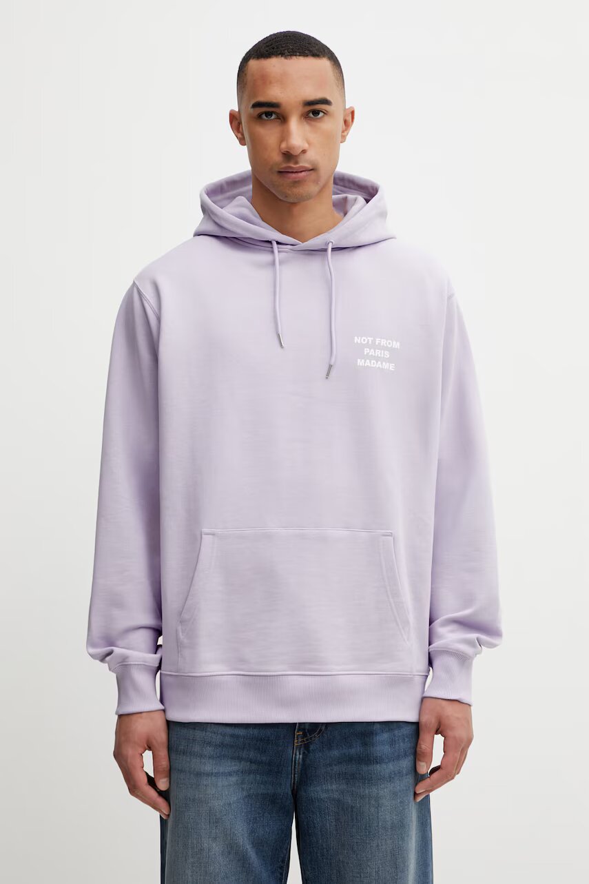 Drôle de Monsieur hanorac cu glugă pentru bărbați din bumbac Le Hoodie Slogan