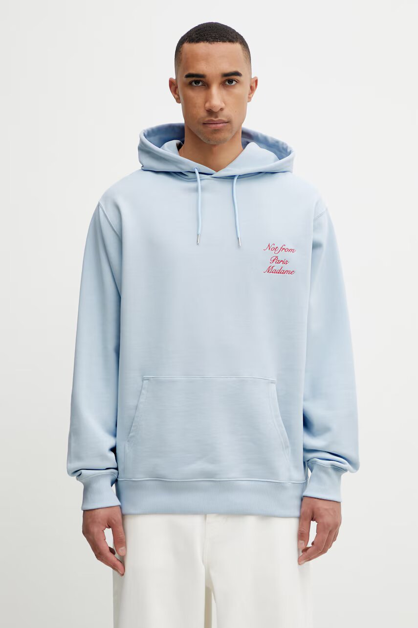 Drôle de Monsieur hanorac cu glugă pentru bărbați din bumbac Le Hoodie Slogan Calligraphy