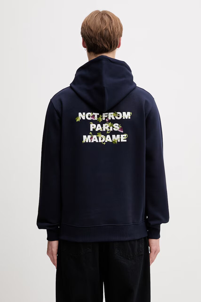 Drôle de Monsieur hanorac cu glugă pentru bărbați din bumbac Vine Embroidered Slogan