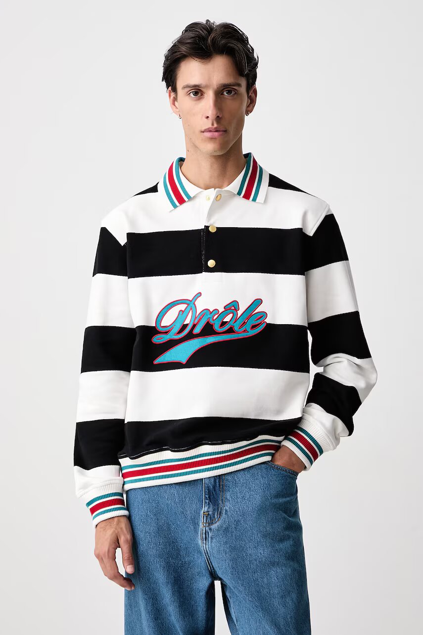 Drôle de Monsieur hanorac pentru bărbați din bumbac Drule Embroidered