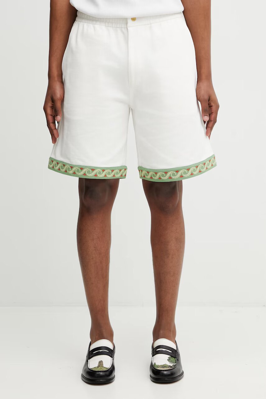 Drôle de Monsieur pantaloni scurți pentru bărbați din bumbac Short Piqué Brodé