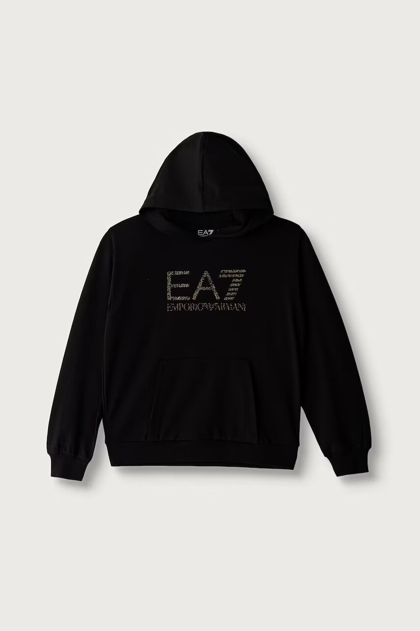 EA7 Emporio Armani hanorac cu glugă pentru copii din bumbac cu elastan