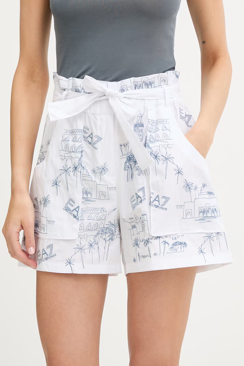EA7 Emporio Armani pantaloni scurți pentru femei cu bumbac