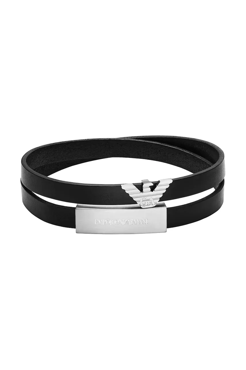 Emporio Armani brățară pentru bărbați din piele Eagle Logo