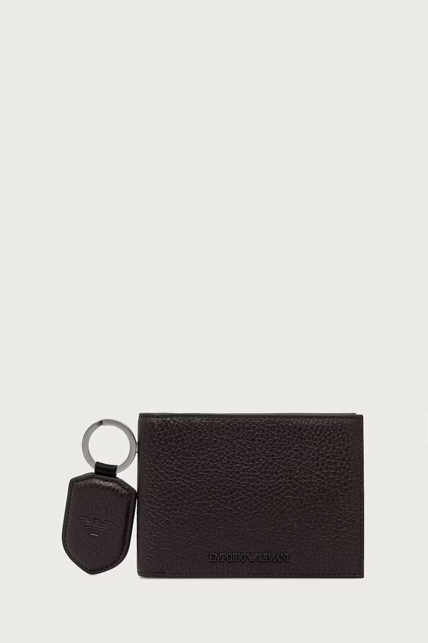 Emporio Armani set de portofel și breloc pentru bărbați din piele