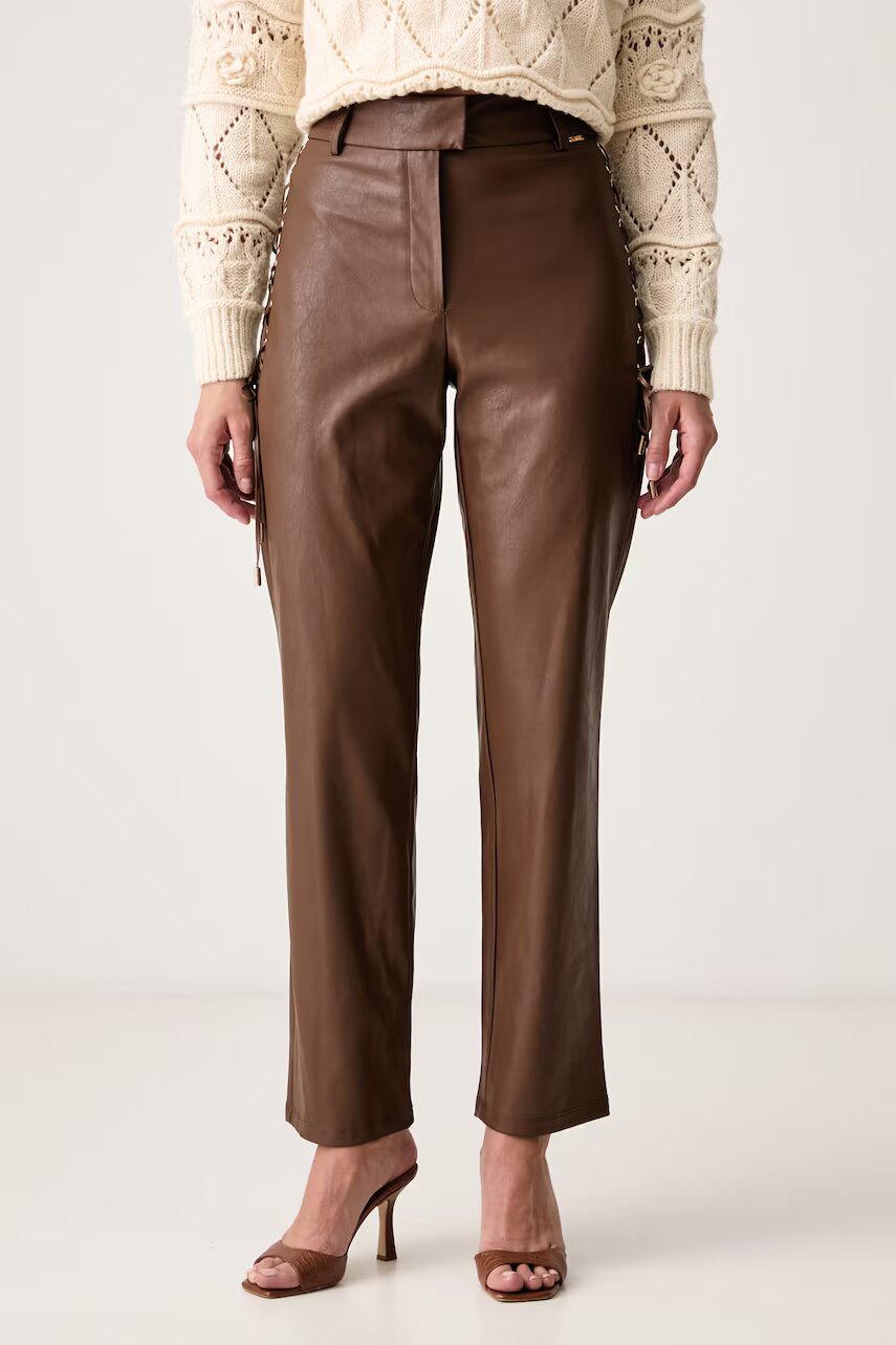 Fracomina pantaloni straight pentru femei din imitație de piele