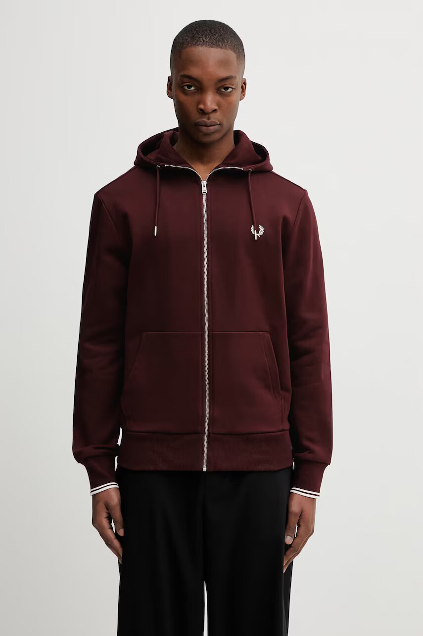 Fred Perry hanorac cu fermoar și glugă bărbătesc din bumbac