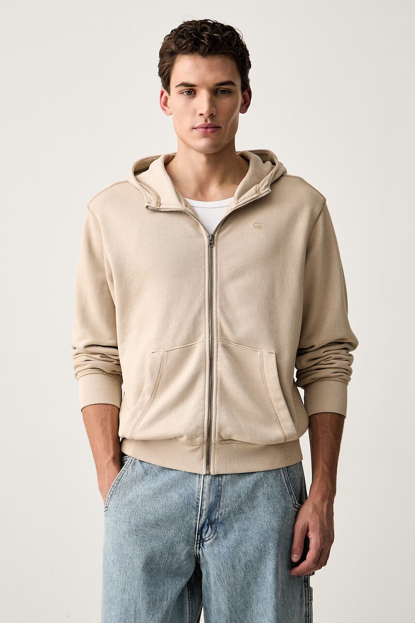 G-STAR hanorac cu fermoar pentru bărbați din bumbac Unit washed full zip hdd