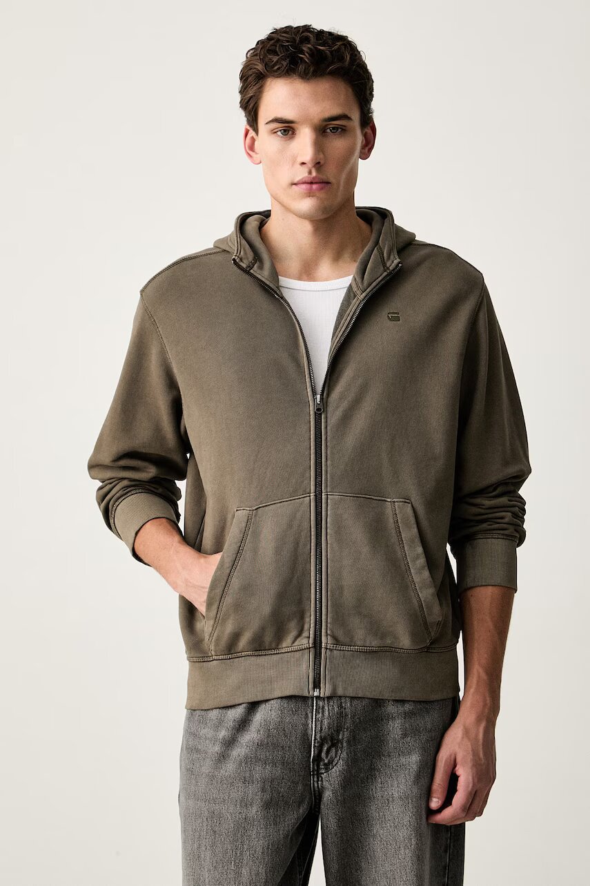G-STAR hanorac cu fermoar pentru bărbați din bumbac Unit washed full zip hdd