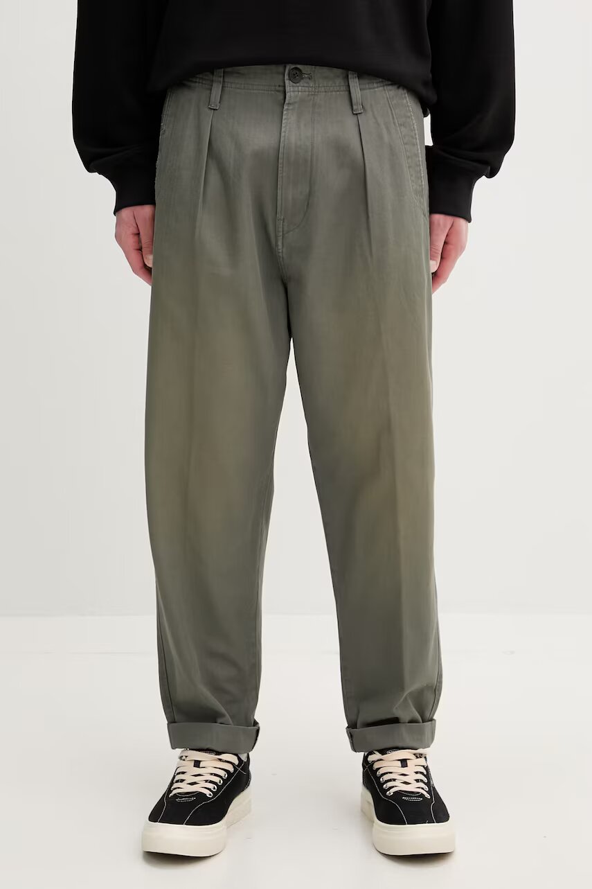 G-STAR pantaloni pentru bărbați din bumbac Pleated Chino Relaxed Tapered